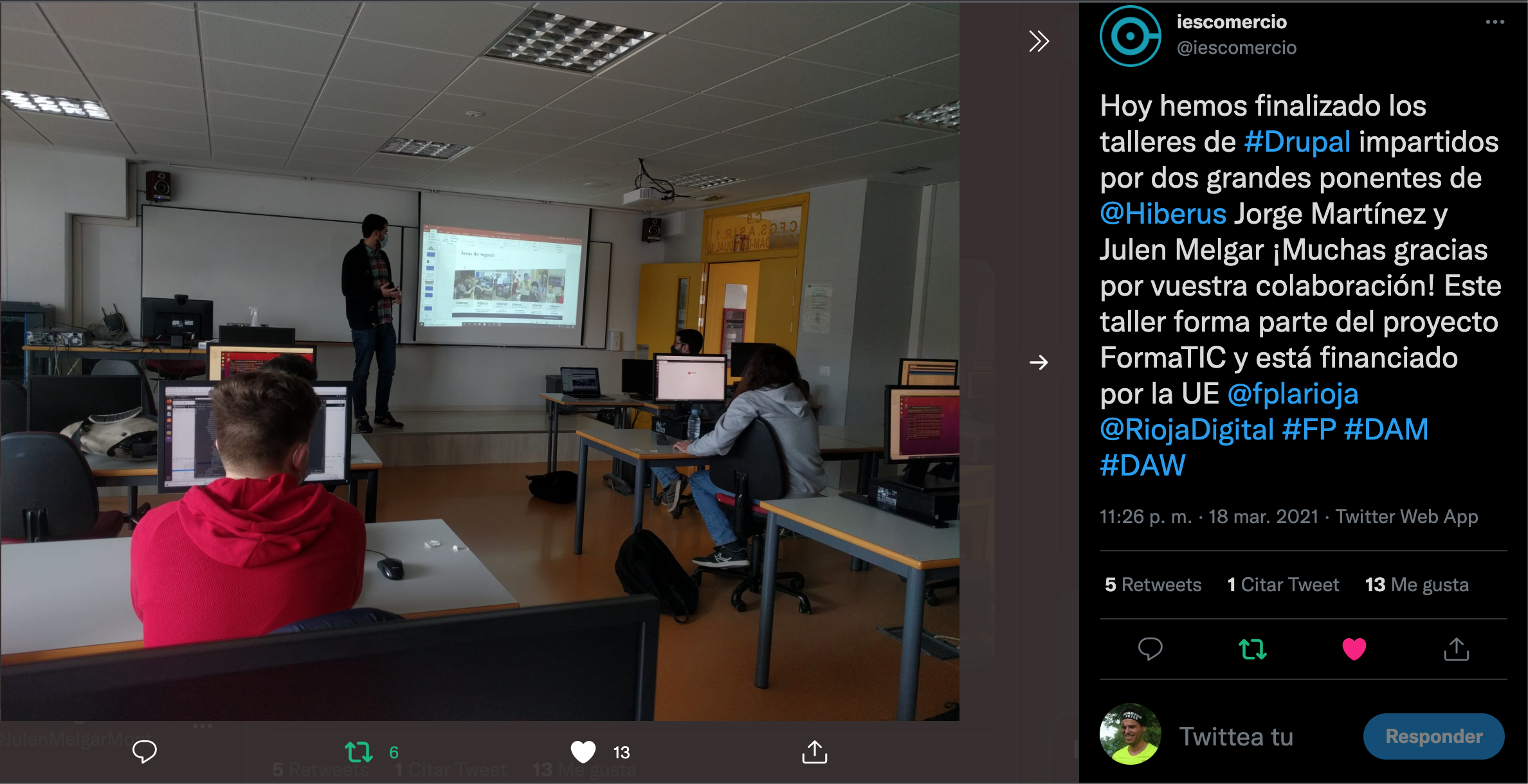 Tweet Taller iniciación a Drupal 9 IES Comercio